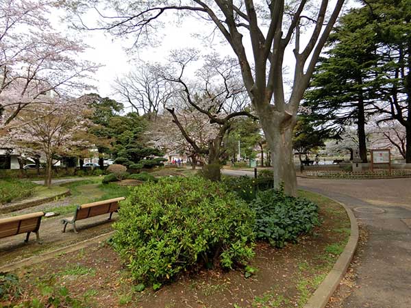 千葉公園入口付近のベンチ