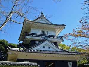 枯れた桜の木と久留里城