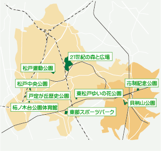 松戸市・鎌ケ谷市の公園地図
